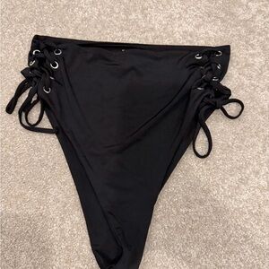Naked Wardrobe Black Lace-Up Bikini Bottom